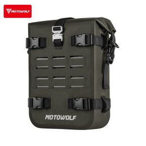 MOTOWOLF Water-Resistant Motorcycle Fork Bag, Collapsible MOLLE Storage Bag with Alloy Buckle for Adventure Bikes
