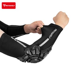 MOTOWOLF Protective Arm Sleeves with Hard Shell Elbow Guards, Breathable Anti-Scratch Cooling Arm Covers for Motorcycling