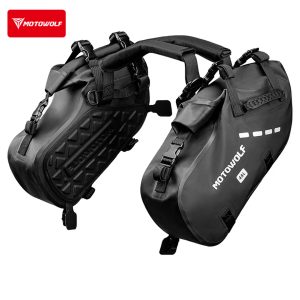 MOTOWOLF 48L Waterproof Motorcycle Saddlebags, Pair of Side Luggage Dry Bags with Reflective Strips