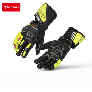 MOTOWOLF Motorcycle Gloves with Carbon Fiber Protection, Non-Slip Riding Gloves for Street & Off-Road